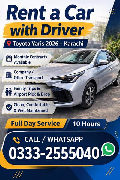 Rent a Car with Driver for Company / Office Use – Karachi