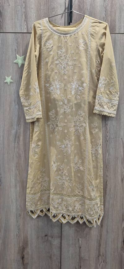 3 piece stitched fully embroided dress