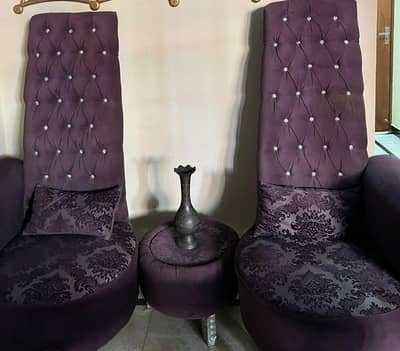 purple Coffee Chairs with centre table