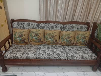 wood 5 seater sofa set