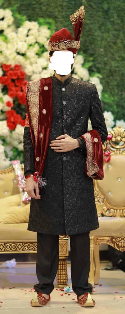 Black Embroidery Sherwani