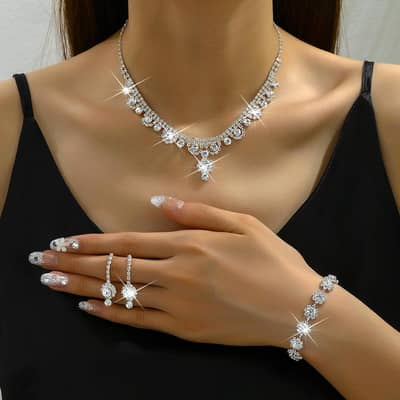 Imported Diamond Necklace, Earrings Set