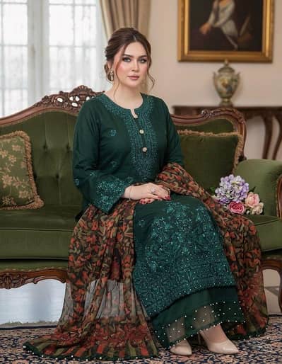 3pc lawan embroidery eid 2026 collection ladies choice