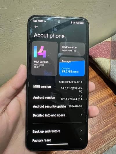 Redmi note 10s 6/128 GB PTA Approved