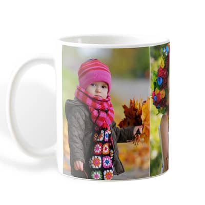 white and black mug . picture and name