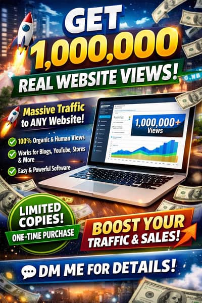 Get 1 Million Real website, YouTube, Tiktok views instantly