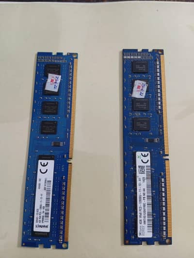 4+4 GB Ram - 2 Sticks DDR-3 10/10 Condition 1600 MHz