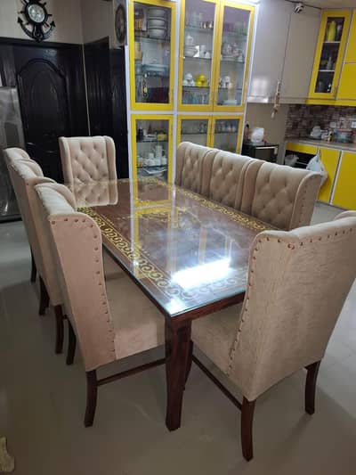 Eight chairs dining table