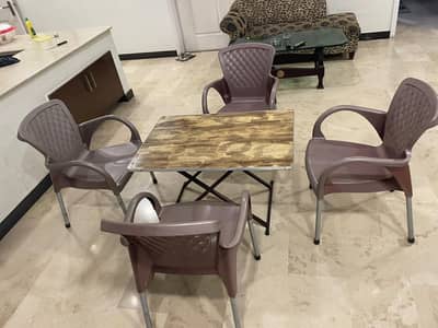 Sofa combat and garden table and chairs