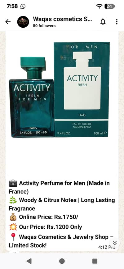 Activity Perfume Available