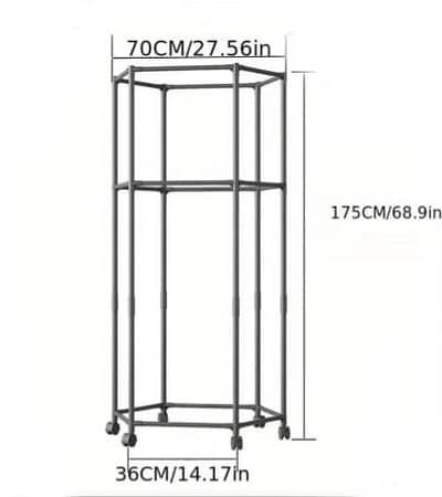 Floor Standing Clothes Rack with Wheels Metal Garment  Stand
