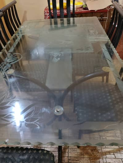 Iron Dining Table with 6 chairs