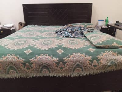 Bed with side tables and mattress