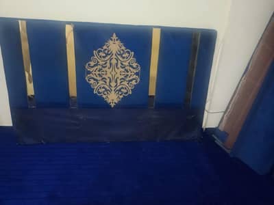 King Size Bed Velvet Work Blue Colour