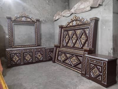solid wooden complete bed set brand new for sale in Lahore