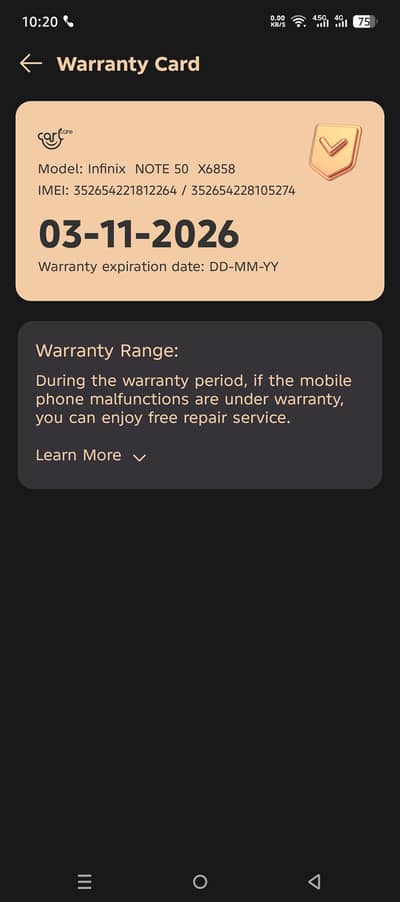 8 month warranty