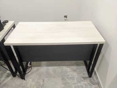 2 Office Tables & 10 office Chairs (8 full black & 2 white)