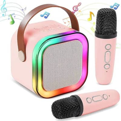 wireless led speaker with microphones multicolor (home delivery)