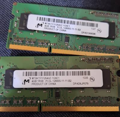 8GB Laptop RAM (2×4GB) DDR3L 1600MHz PC3L-12800S – Micron