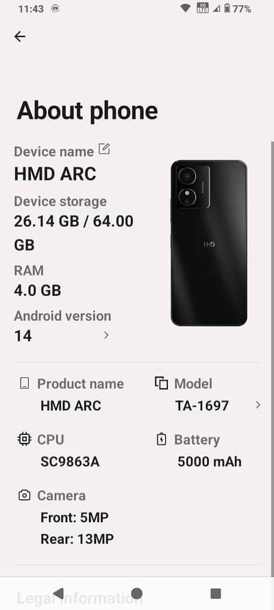 NOKIA HMD ARC | 4GB RAM 64GB STORAGE | PTA APPROVED