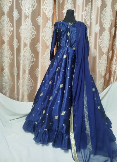 elegant fancy  frock with chiffon dupatta