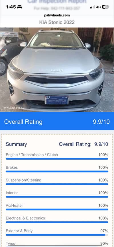 Kia Stonic EX+ 2022 PakWheels inspection attached