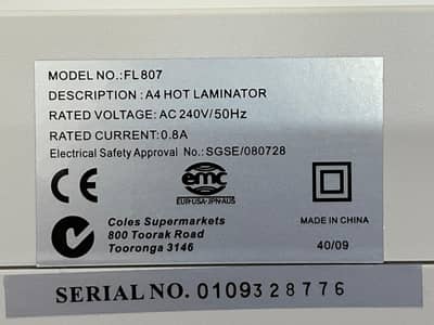Rappidor Australia Electric A4 Lamination Machine