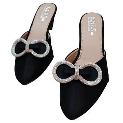 Black Rhinestone Bow Heels for Women size 6-11