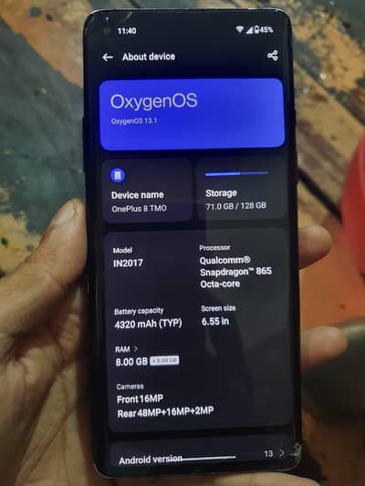 Oneplus 8 8/128 cp approvd read add plz