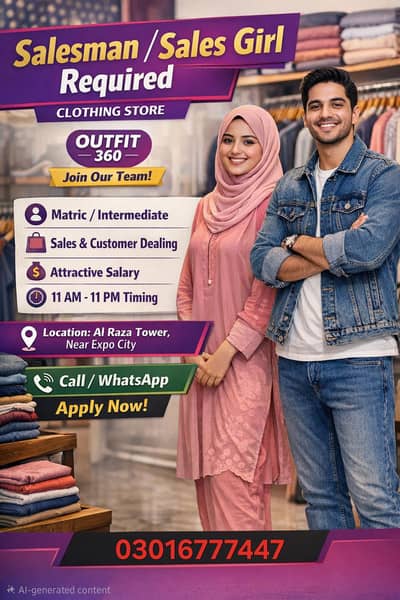 Garments Experienced Saleman Required