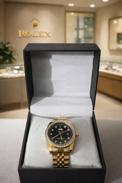 Original style Rolex Gold watch with box luxury look excellent ci