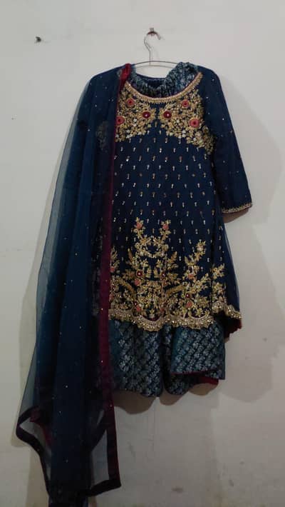 fully hand embroided peplum with back tail and garara