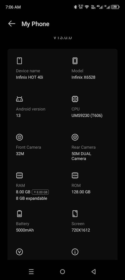 infinx hot40i 8+8 Ram 128 Gb