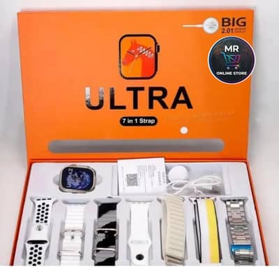 7 in 1 Smart Watch with 7 Straps Multicolor Rechargeable