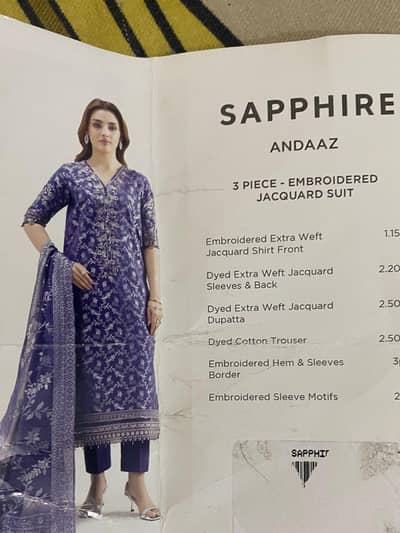 3piece stitched sapphire jacquard suit for sale