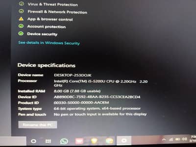 i core 5  5gen ram 8gb rom 256gb ssd