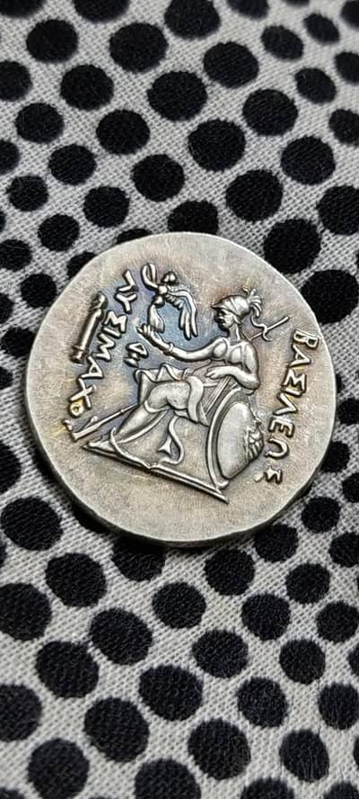 Ancient Indo Greek, Goddess Athena Nikephoros, Old Coin, Rare Coin