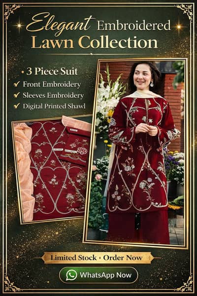 Elegant3pcs  Embroidered Lawn Collection  For Women Eid 2026