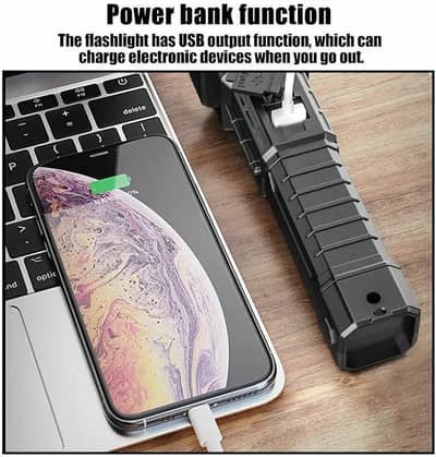 Rechargeable Black Flashlight Type-C Fast Charging