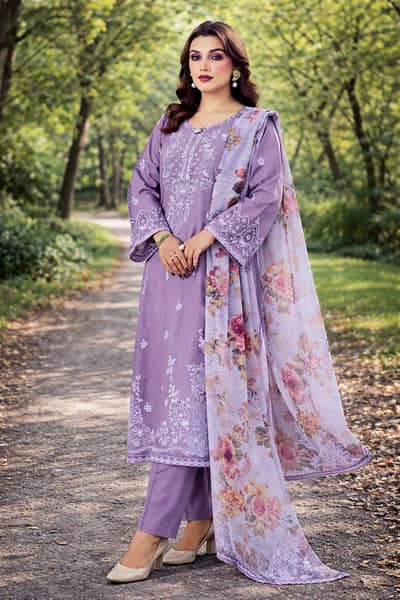 3 Pcs Women's Unstitched Embroidered Suit