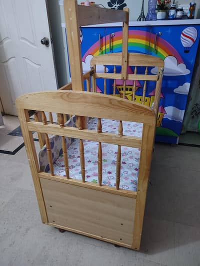 Wooden Baby Cradle / Rocking Baby Cot with Mattress & Storage Boxes