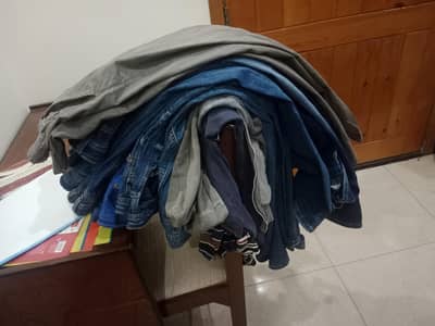 9 medium size jeans, 3 full sleeve shirts, half sleeve t shirt, hoodie
