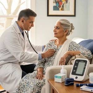 Medical doctor providing home treatment