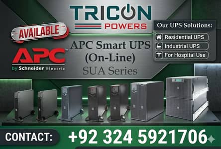 APC SMART UPS SUA 650, 750, 1000, 1500, 2200, 3000 All Model Available