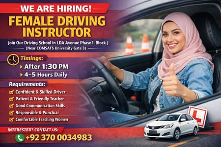 FEMALE DRIVING INSTRUCTOR NEEDED!!