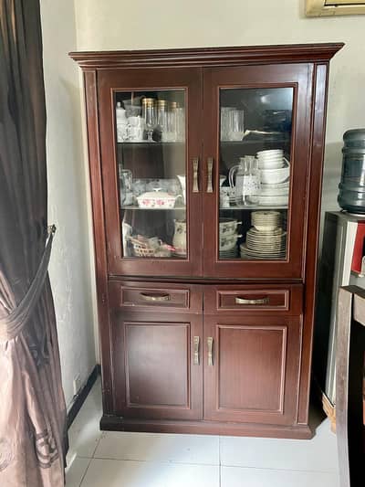 Crockery Showcase ( wooden with glass shelves)