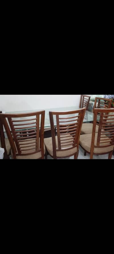 8 chairs glass top dining table for sale