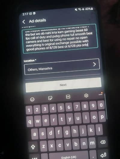 gaming phone Samsung s9 plus non pta  read description first then cont