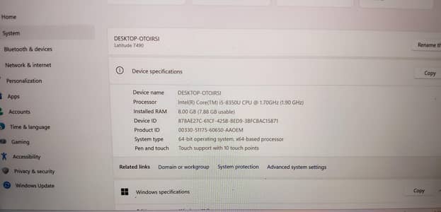 Dell Latitude 7490 Core i5 8th gen