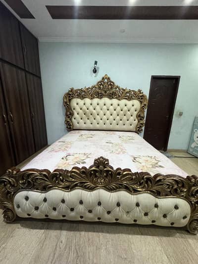 King size bed with matress  2 side tables & dressing for sale